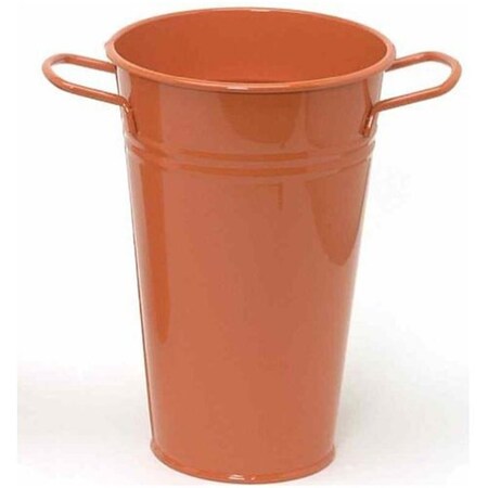 Houston International Trading 6.5 in. dia. x 9.5 in. Enameled Galvanized Vase, Tangerine 8295E TA